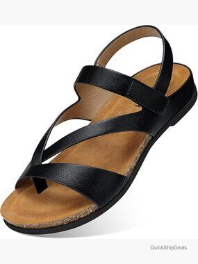 Flat Sandals with Arch Support - Non Slip Comfortable Summer Walking